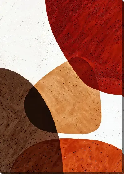Постер Коричневая абстракция с красным №7