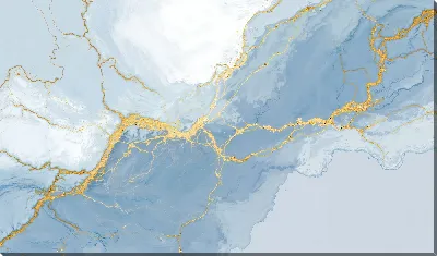 Картина маслом Карта с потоками воды и цветами