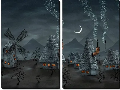 Модульная картина Музыкальные домики (Musical houses)