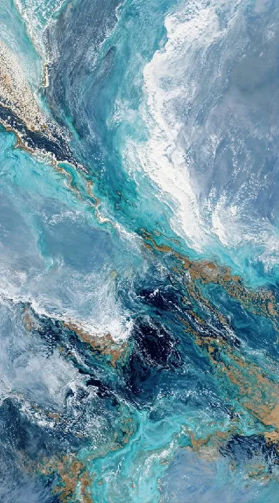 Плакат Моря синий цвет и белые волны на поверхности воды