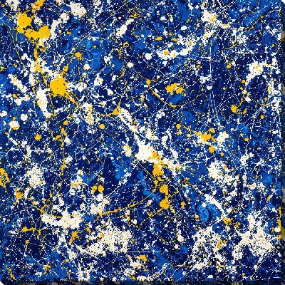 Картина маслом Абстракция с синим фоном и желтыми пятнами