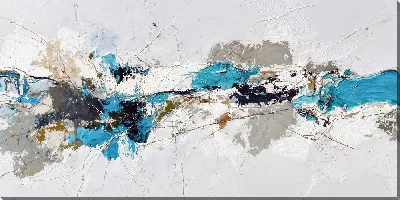 Картина маслом Абстрактное искусство с синими и коричневыми цветами