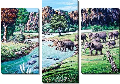 Модульная картина Слоны (Elephants)