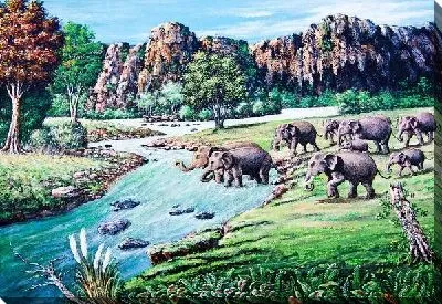 Картина маслом Слоны (Elephants)