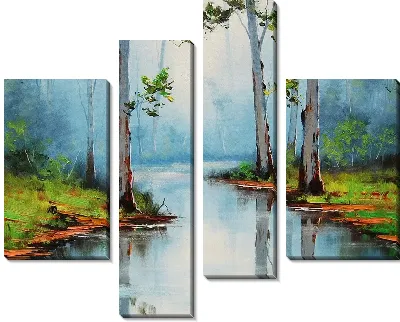 Модульная картина Река в лиственном лесу (The river in the deciduous forest)