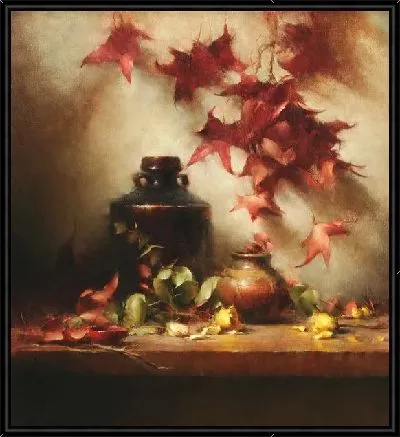 Глиняный горшок и листья падения (Clay Pot and Fall Leaves)