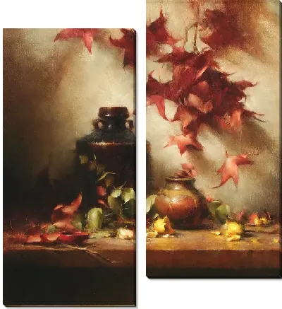 Глиняный горшок и листья падения (Clay Pot and Fall Leaves)