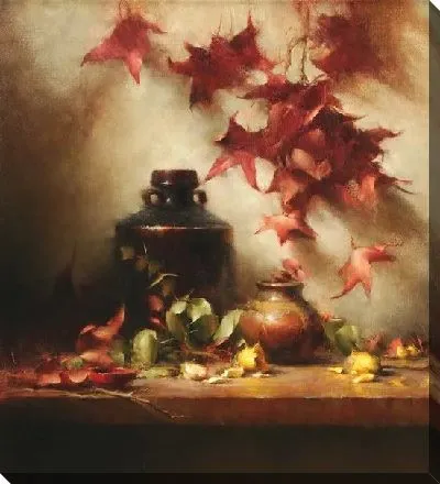 Глиняный горшок и листья падения (Clay Pot and Fall Leaves)