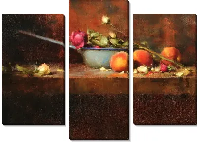 Кастрюля эмали и персики (Enamel Pan and Peaches)