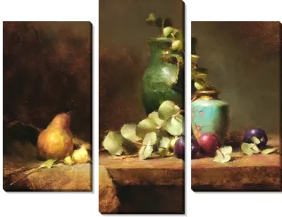 Зеленая Ваза 3 Сливы (Green Vase 3 Plums)