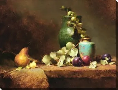 Зеленая Ваза 3 Сливы (Green Vase 3 Plums)