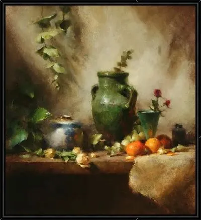 Зеленая ваза и мандарины (Green Vase and Tangerines)