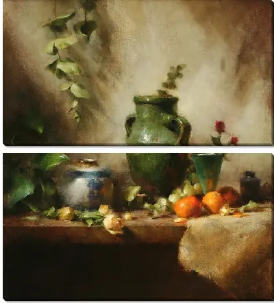 Зеленая ваза и мандарины (Green Vase and Tangerines)