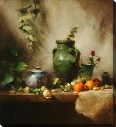 Зеленая ваза и мандарины (Green Vase and Tangerines)
