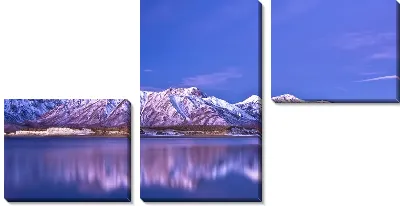 Модульная картина Заснеженные горы у озера (Snow-covered mountains near the lake) №2