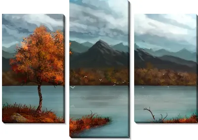 Модульная картина Горы у озера (Mountains by the lake)