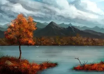 Плакат Горы у озера (Mountains by the lake)
