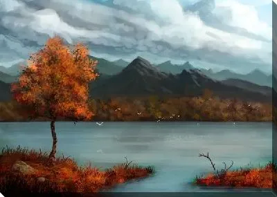 Постер Горы у озера (Mountains by the lake)