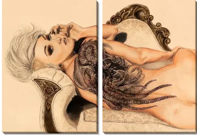 Модульная картина Девушка с татуировкой (Girl with tatoo)