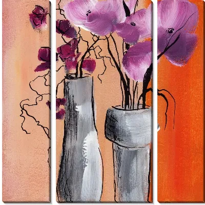 Модульная картина Цветы в вазах (Flowers in vases)