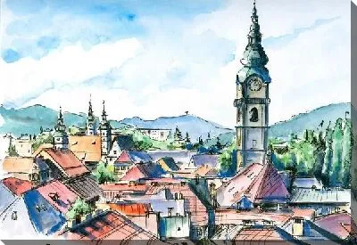 Картина маслом Крыши города (Rooftops)