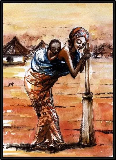 Картина Африканка с ребенком (African woman with a child)