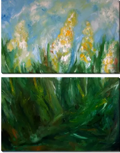 Модульная картина Белые цветы (White flowers) №3