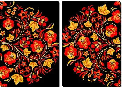 Модульная картина Хохлома (Khokhloma)