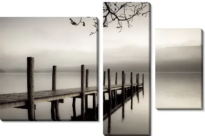 Модульная картина Пирс у озера в тумане (Pierce Lake in fog)