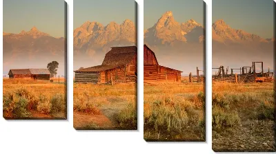 Модульная картина Ферма у подножья гор (The farm at the foot of the mountains)