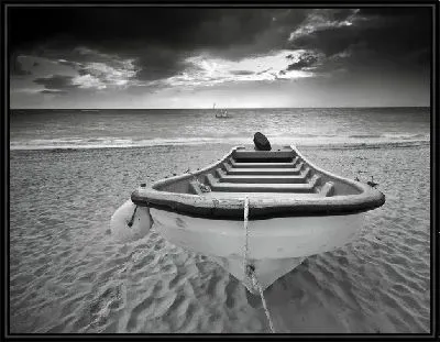 Картина Лодка на берегу океана (A boat on the ocean)