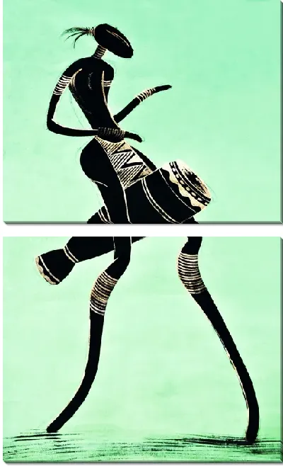 Модульная картина Африканец играет на барабане (African Drumming)