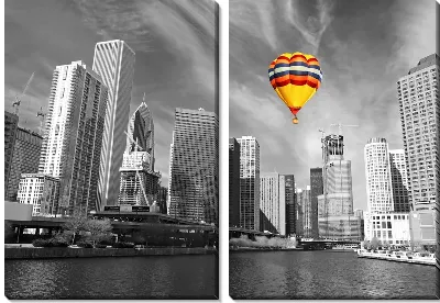 Модульная картина Воздушный шар над Нью-Йорком (Balloon over New York) №2