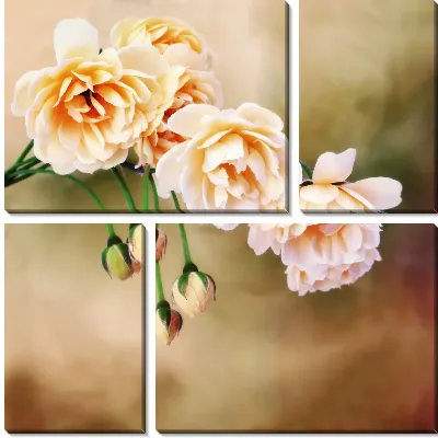 Модульная картина Белые цветы (White flowers) №6