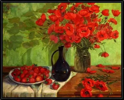 Натюрморт с клубникой и маками (Still life with strawberries and poppy)
