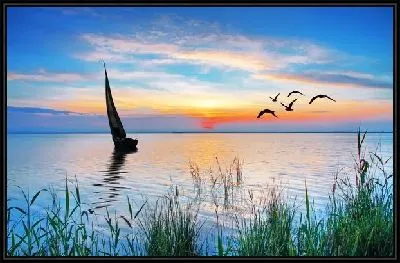 Картина Парусник на озере (Sailboat on the lake)