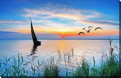 Постер Парусник на озере (Sailboat on the lake)