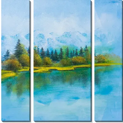 Модульная картина Лес на берегу озера (Woods by the lake)