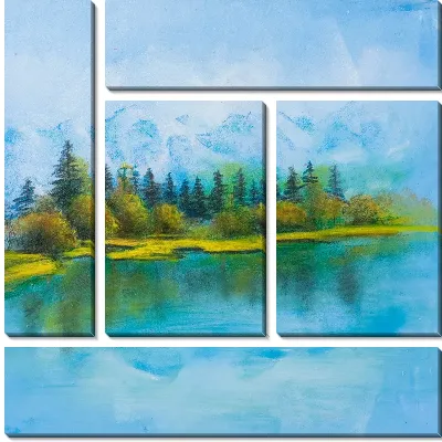 Модульная картина Лес на берегу озера (Woods by the lake)