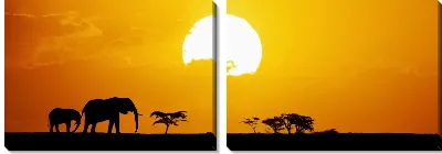 Модульная картина Слоны в Африке (Elephants in Africa)