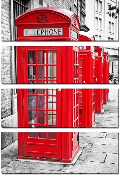 Модульная картина Телефонные будки в Лондоне (Telephone booth in London) №2