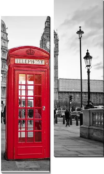 Модульная картина Телефонные будки в Лондоне (Telephone booth in London) №3