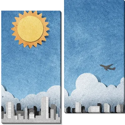 Модульная картина Солнце над городом (Sun over the city)