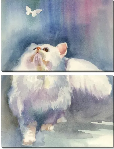 Модульная картина Кот и бабочка (Cat and Butterfly)