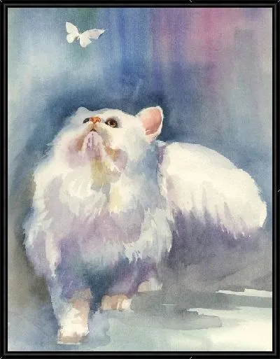 Картина Кот и бабочка (Cat and Butterfly)