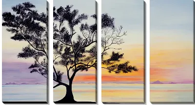 Модульная картина Дерево на фоне заката (Tree at sunset) №2