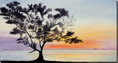 Картина маслом Дерево на фоне заката (Tree at sunset) №2