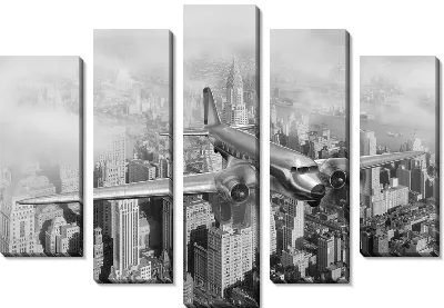 Модульная картина Самолет над Нью-Йорком (Plane over New York)