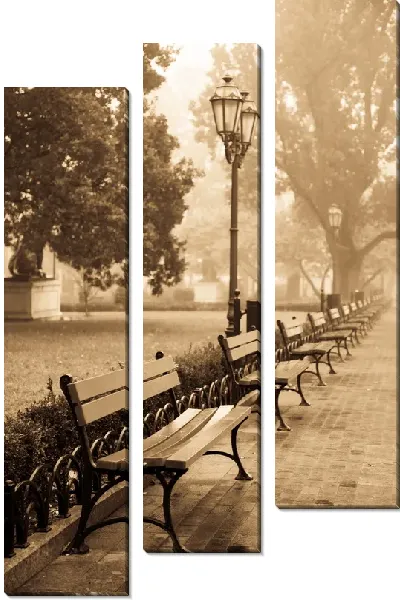 Модульная картина Скамейки в парке (Bench in the park)