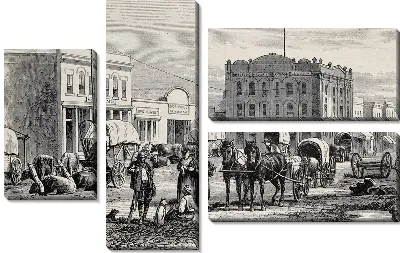 Модульная картина Повозка на площади (The wagon on the square)